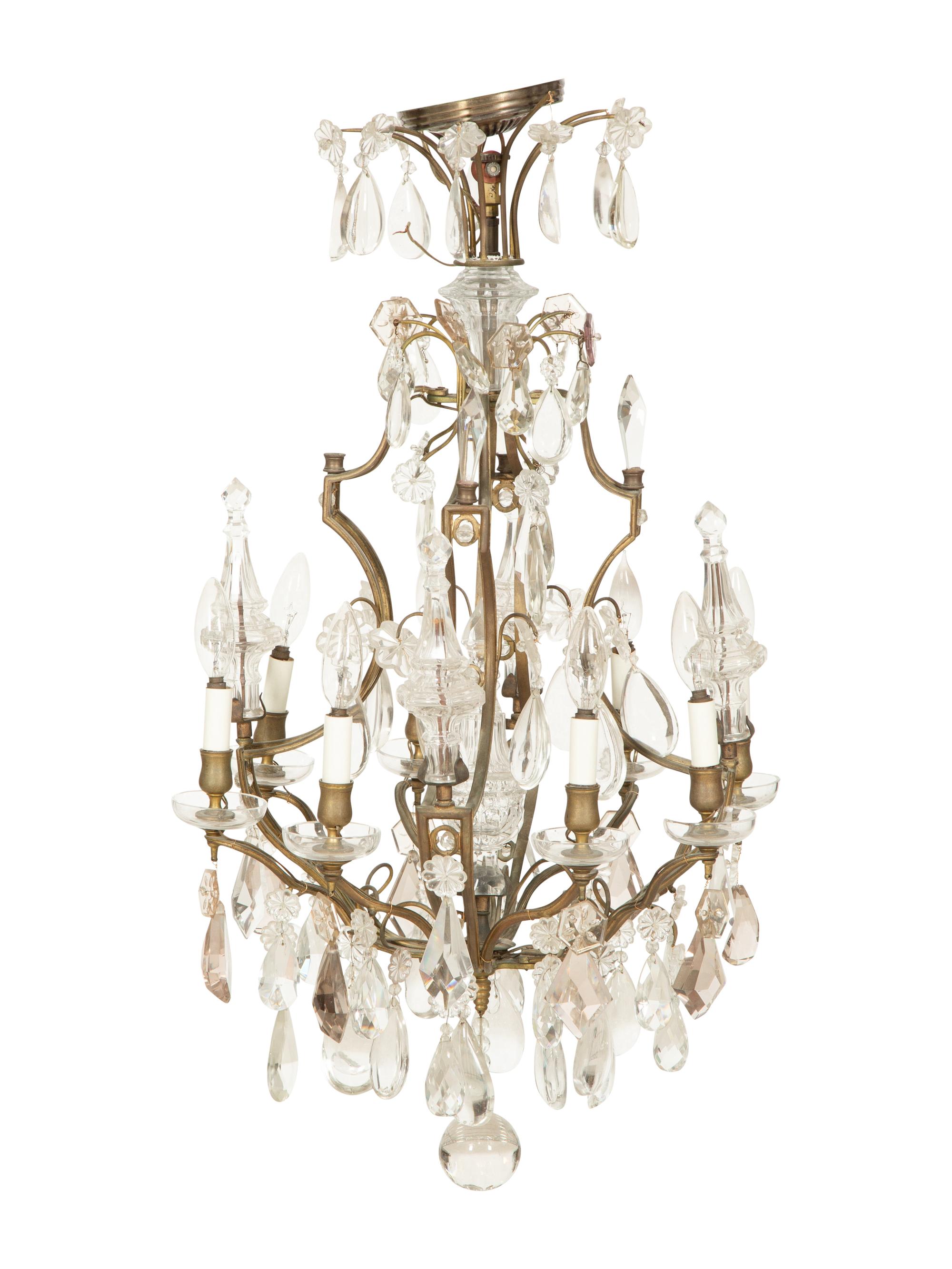 A Louis XV Style Gilt Bronze and Cut Glass Eight-Light Chandelier