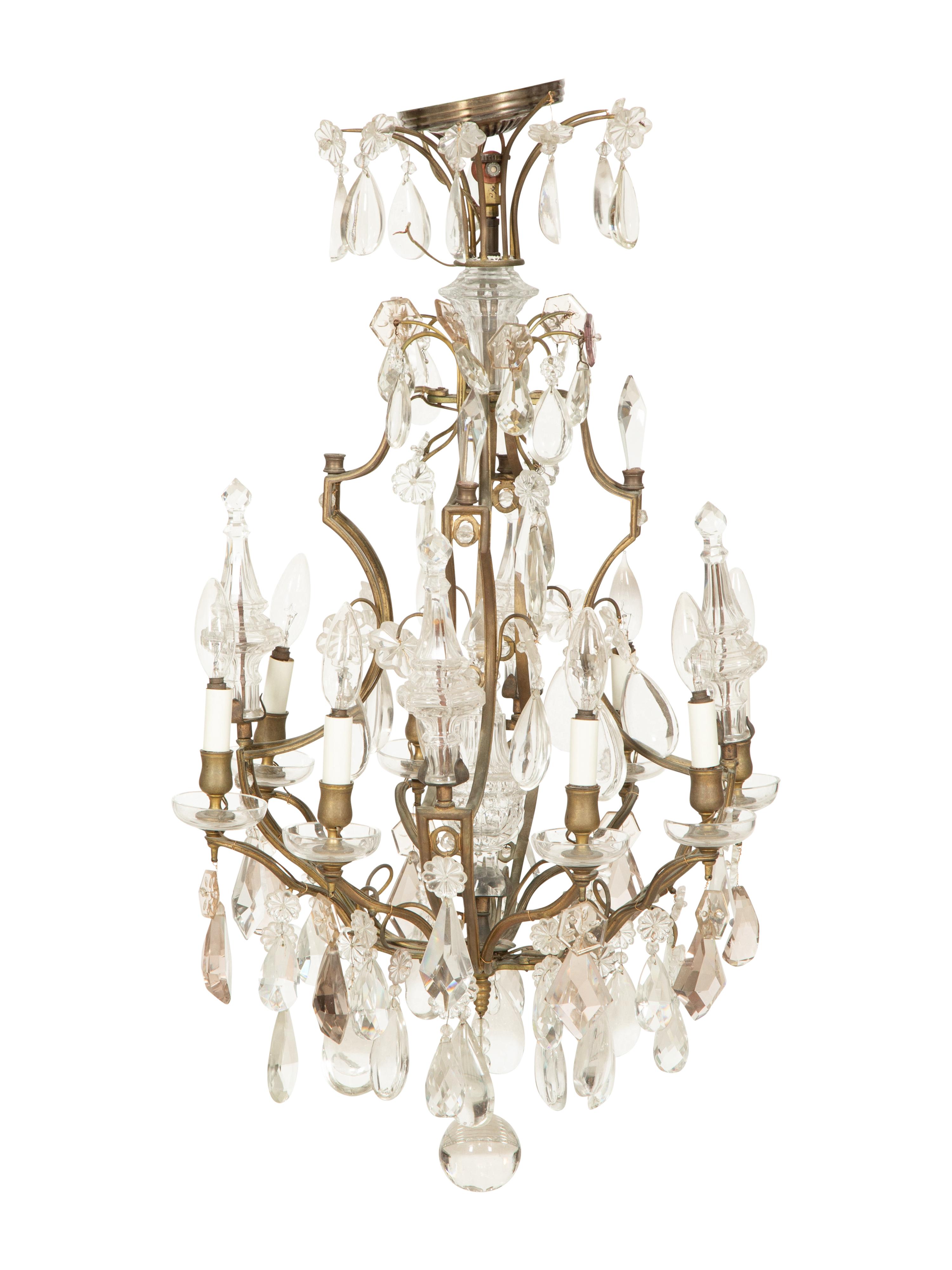 A Louis XV Style Gilt Bronze and Cut Glass Eight-Light Chandelier