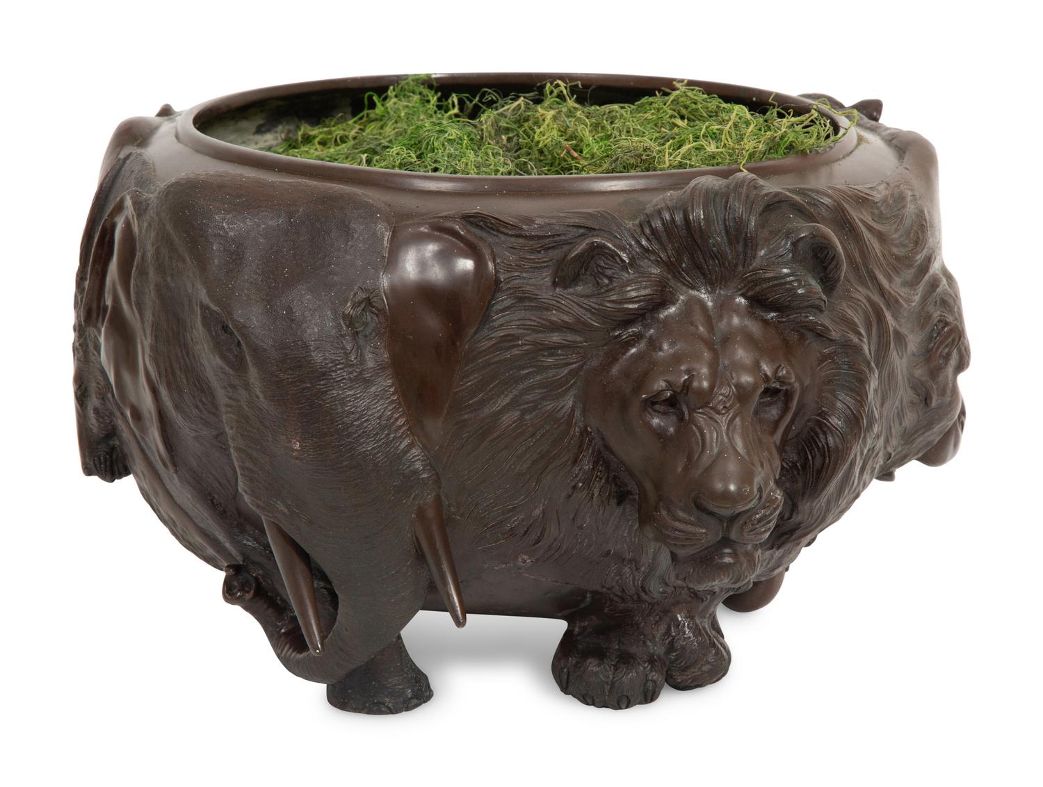 A Japanese Bronze Figural Jardinière