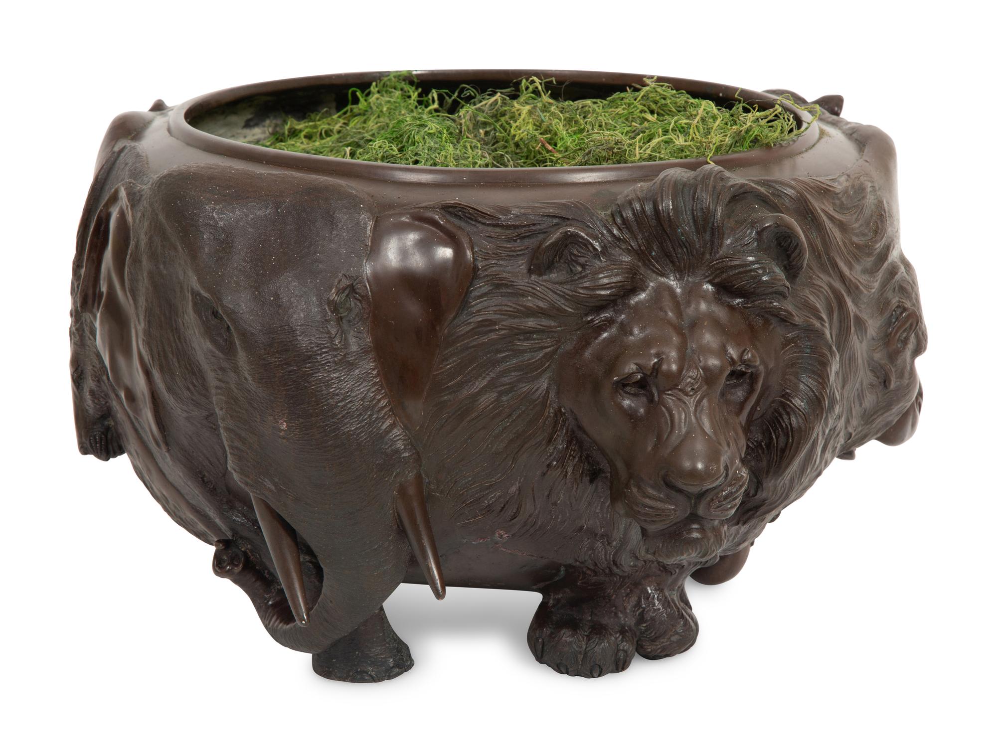 A Japanese Bronze Figural Jardinière