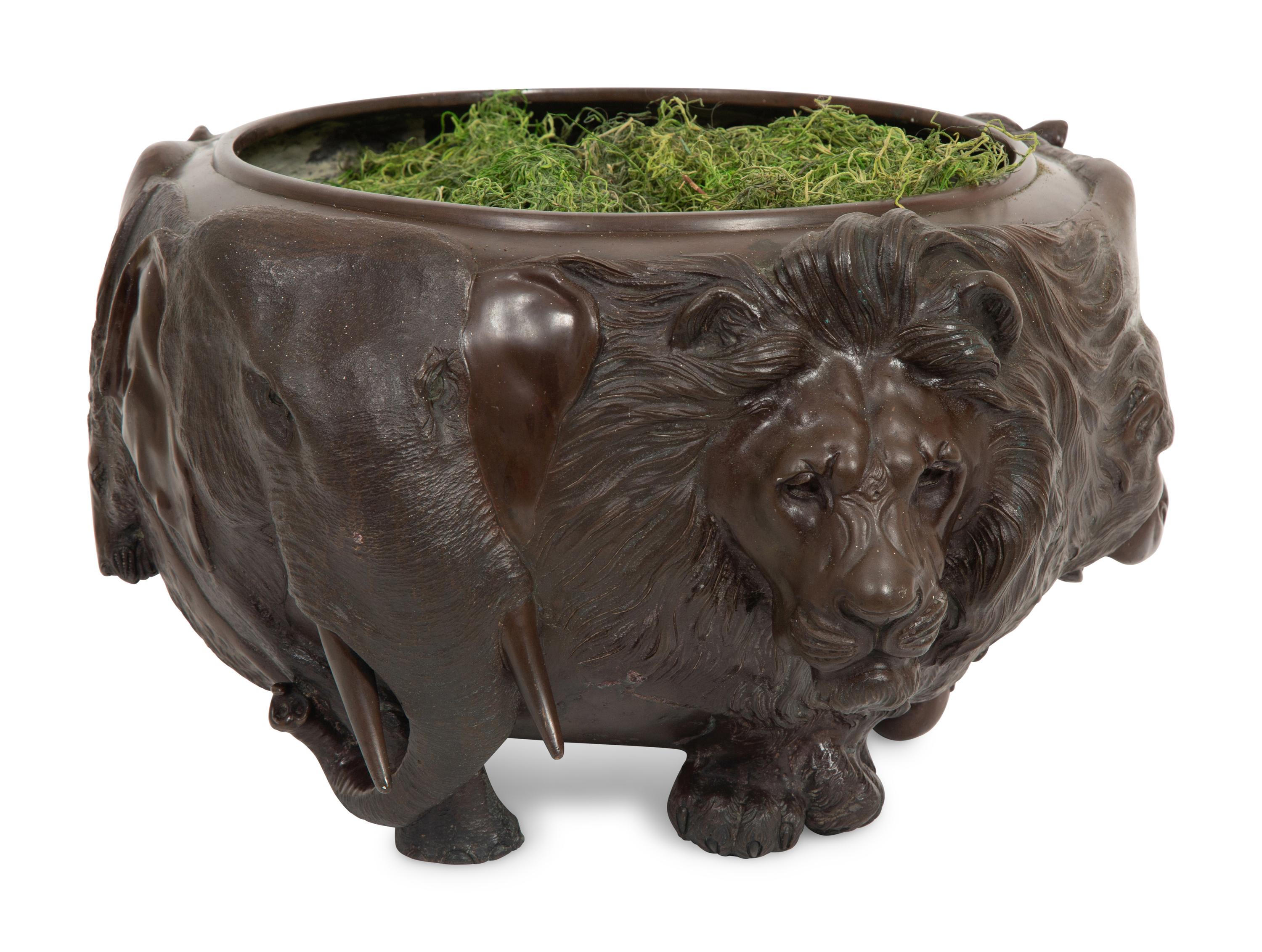 A Japanese Bronze Figural Jardinière
