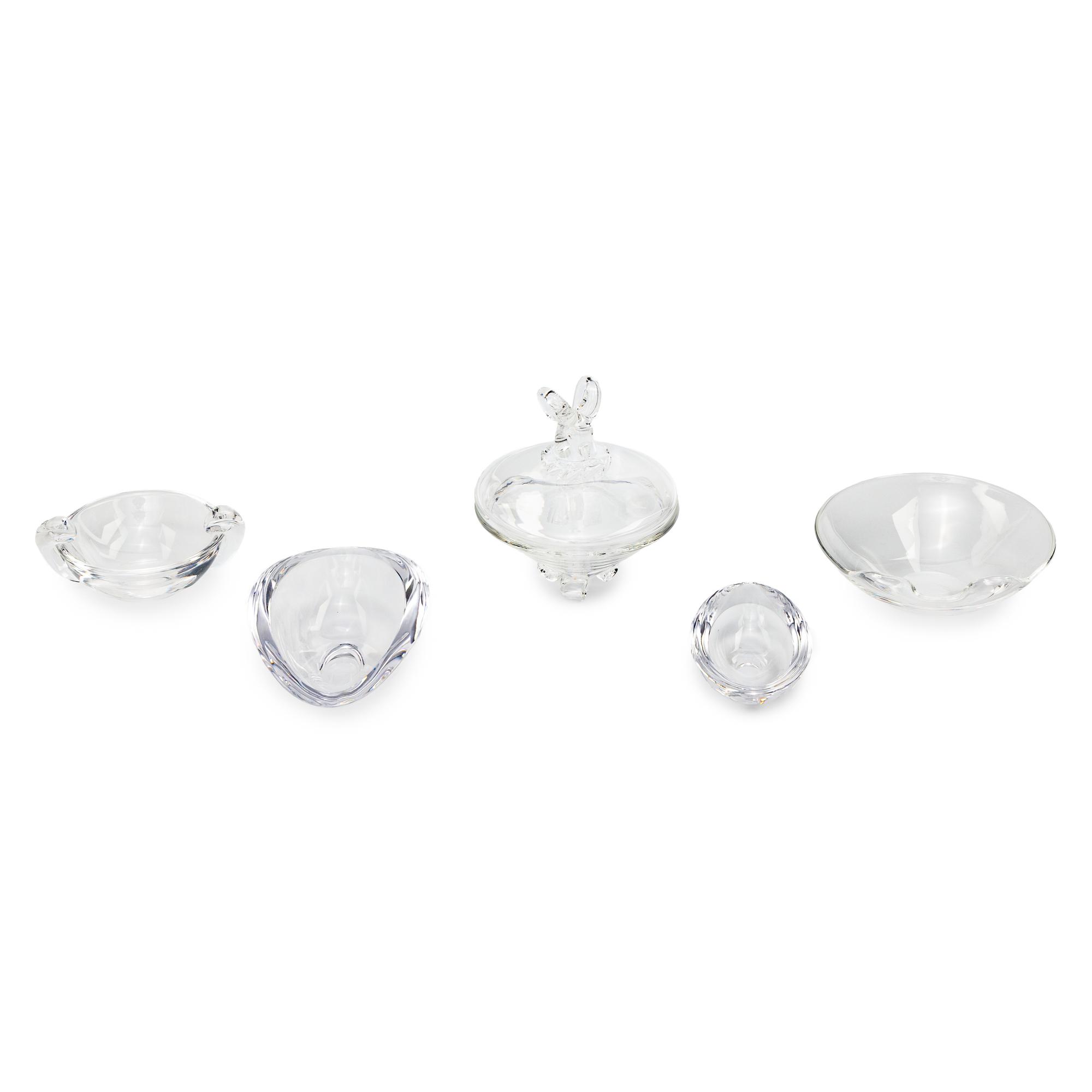 A Group of Five Steuben Glass Table Articles