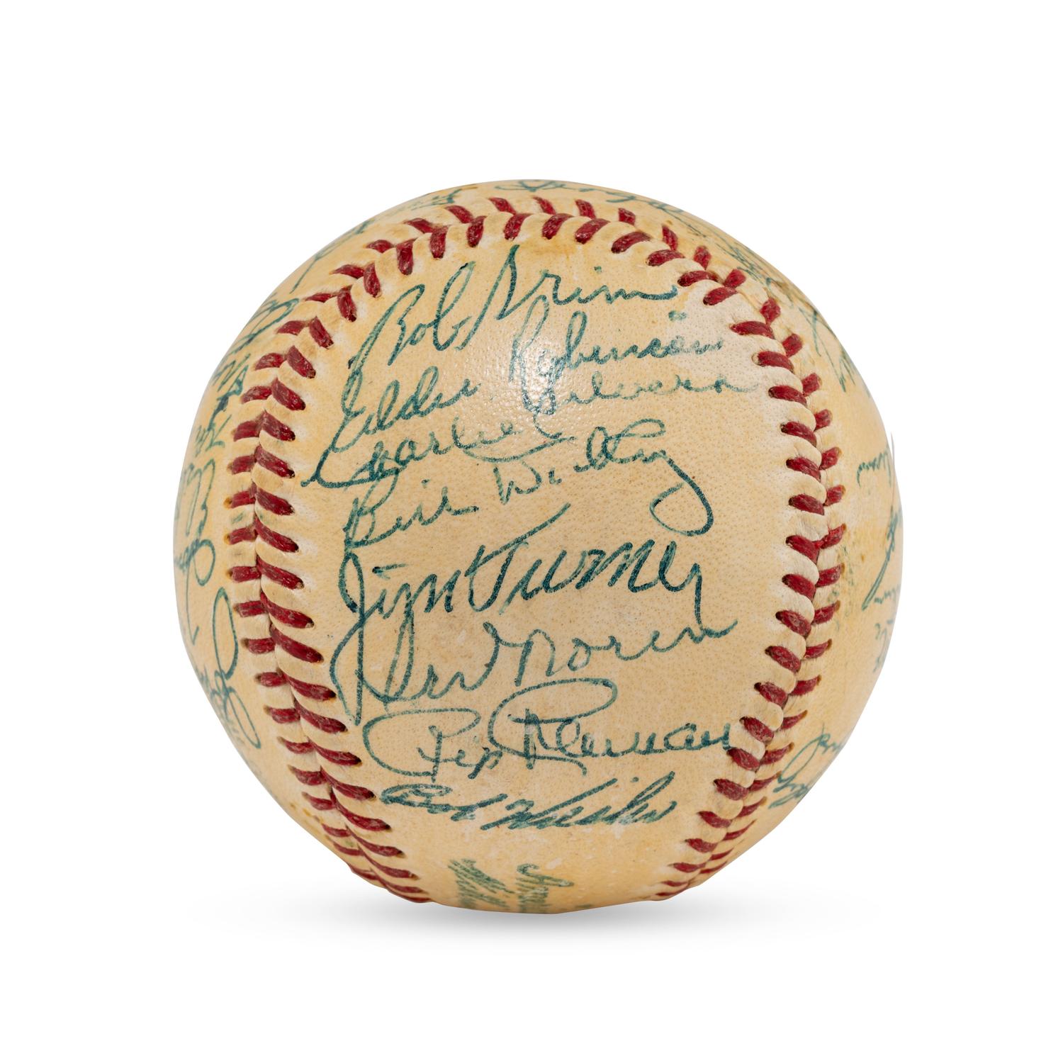 A 1955 New York Yankees Team Signed Autograph Baseball Featuring Mickey Mantle (Beckett Authentication Services Letter of Authenticity)