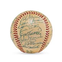 A 1955 New York Yankees Team Signed Autograph Baseball Featuring Mickey Mantle (Beckett Authentication Services Letter of Authenticity)