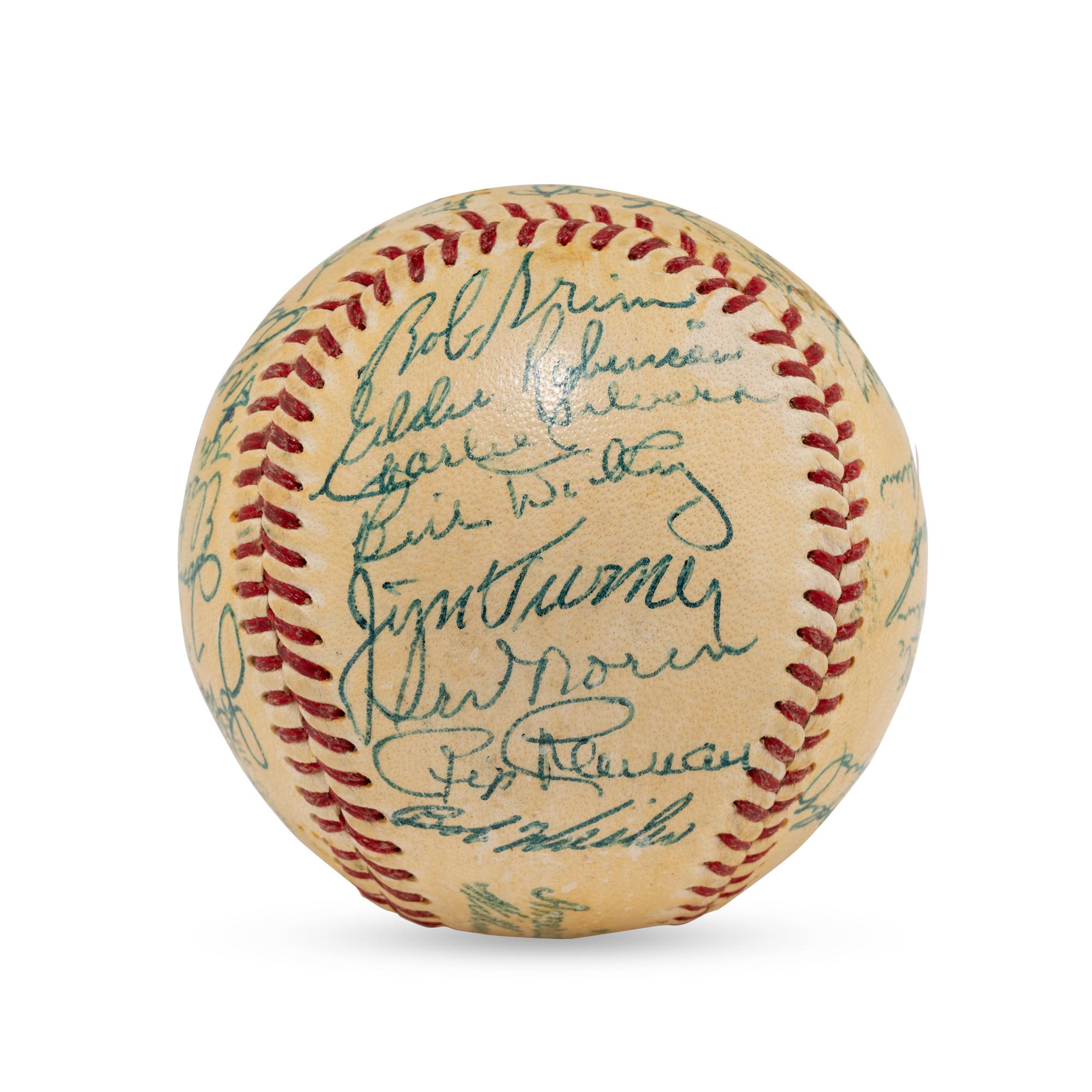 A 1955 New York Yankees Team Signed Autograph Baseball Featuring Mickey Mantle (Beckett Authentication Services Letter of Authenticity)
