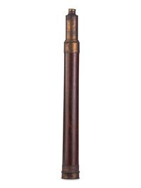 3 1/4 in. wood body single-draw telescope. Length 33 in. 19th century.
