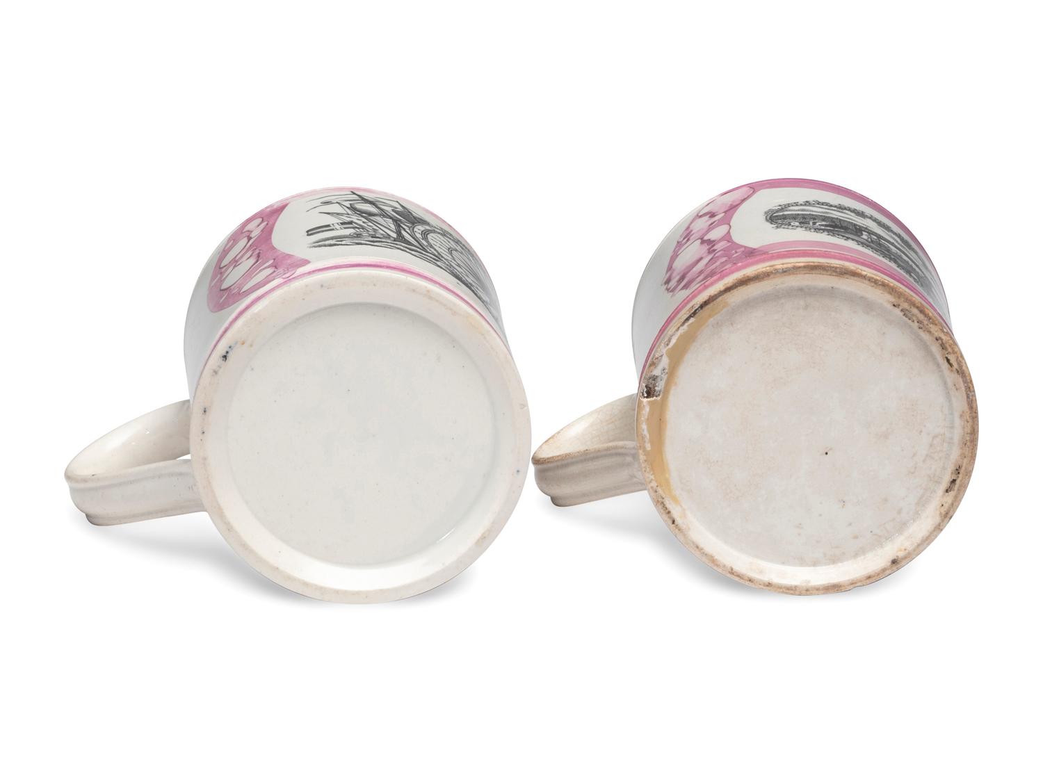Two Sunderland Luster Frog Mugs