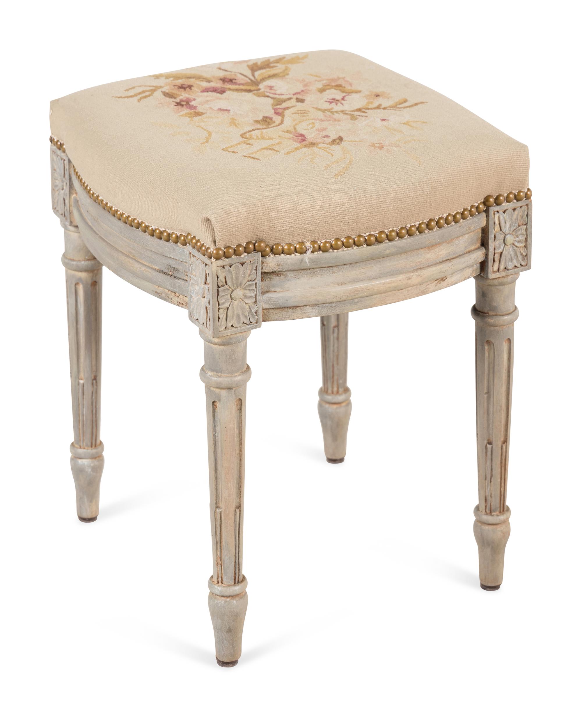 A Louis XVI Style Grey-Painted Stool
