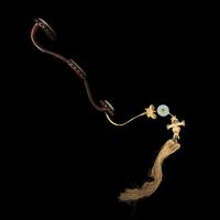 A Chinese Celadon Jade Inset Silver Inlaid Rosewood Ruyi Scepter, Late 19th-20th Century 晚清-民国 硬木嵌螺鈿青白玉福壽如意