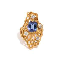 MODERNIST YELLOW GOLD, TANZANITE, AND DIAMOND RING