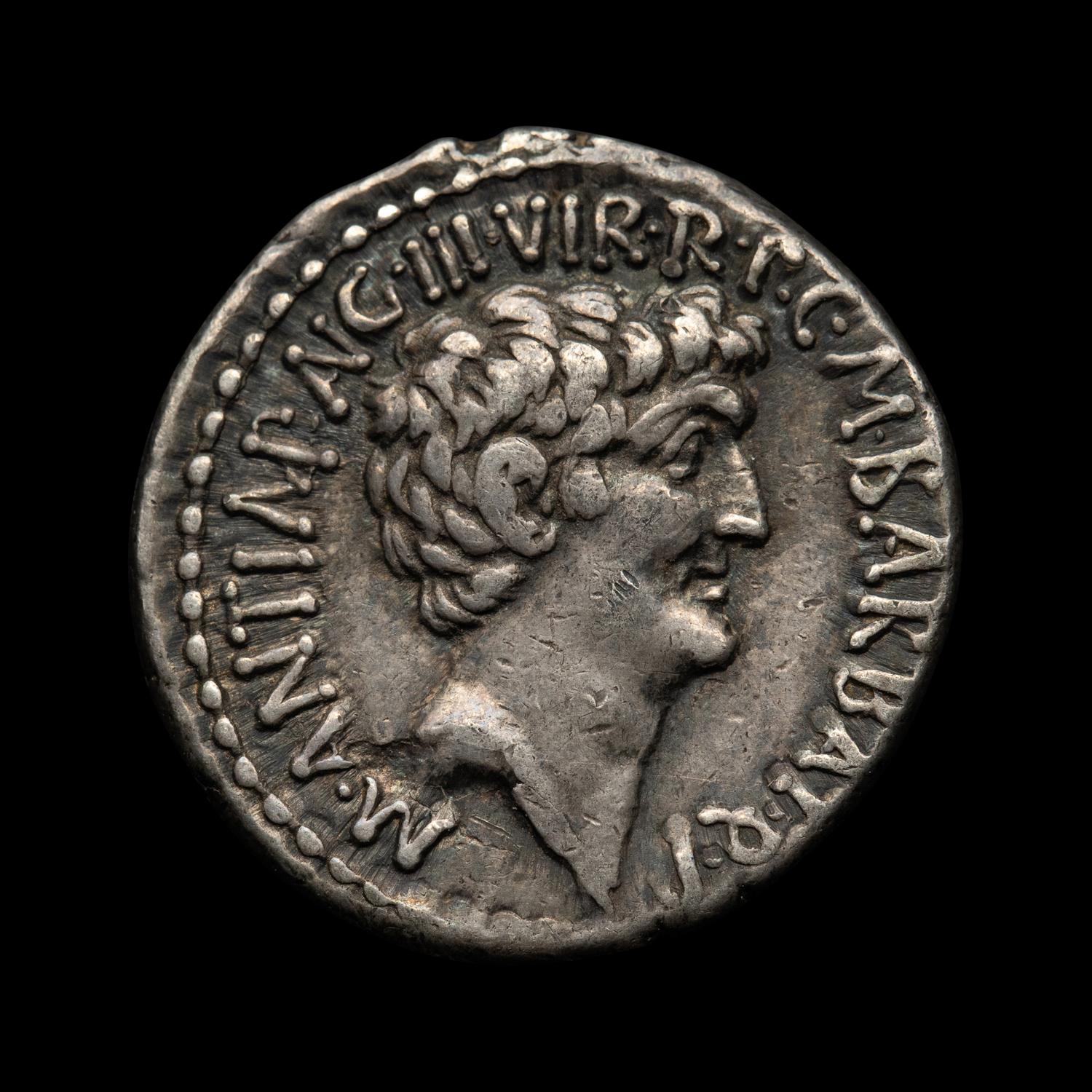 [ANCIENT] Marc Antony & Octavian (Augustus). AR Denarius. (41 BCE)