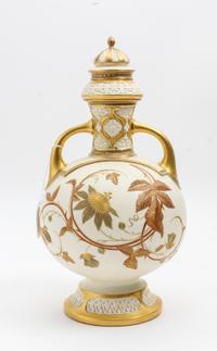 A Royal Worcester Porcelain Covered Vase Height 13 3/8 inches. — 1886