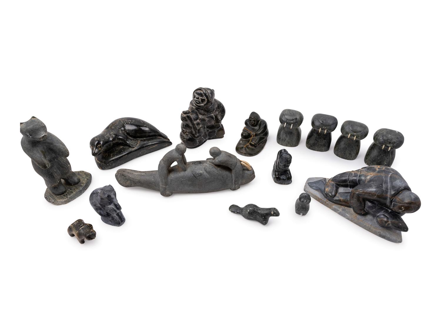 A Collection of Inuit Carved Stone Figures
