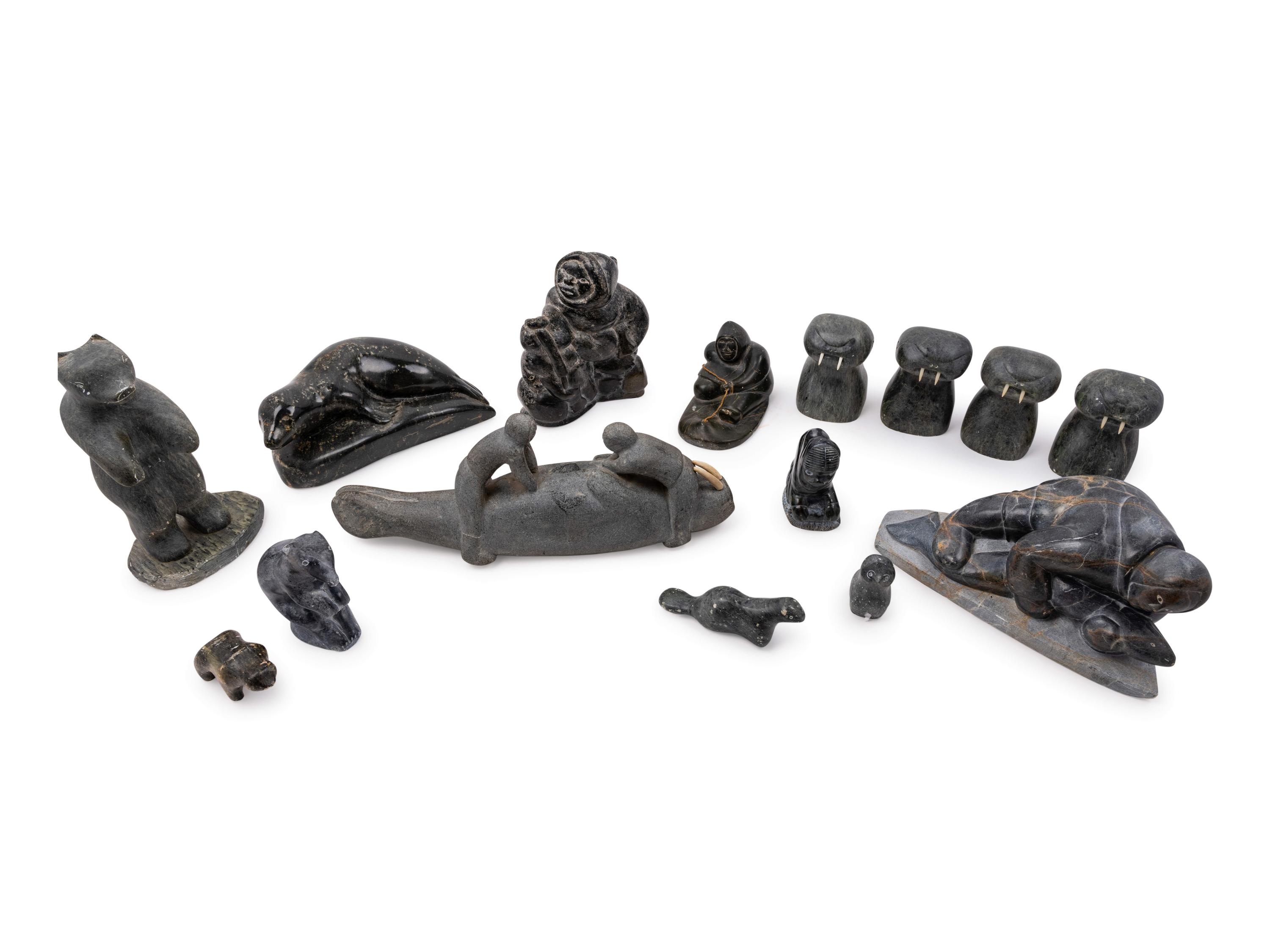 A Collection of Inuit Carved Stone Figures