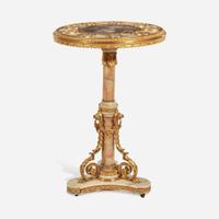 A Fine Sèvres Style Porcelain-Inset Gilt Bronze Mounted Onyx Side Table early 20th century