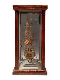 A French Prisoner of War Carved Bone and Wood Model of a British Warship