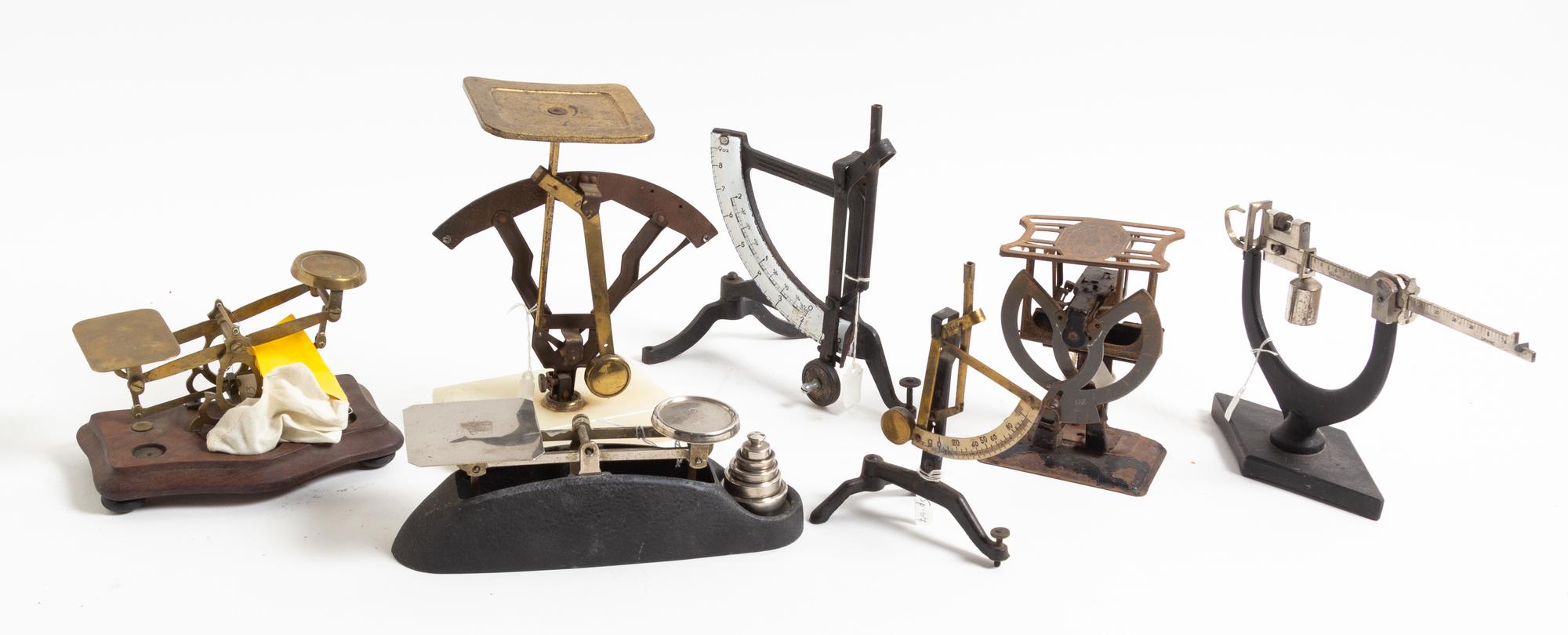 A Group of Seven Postal Scales Height of tallest 8 1/2 inches. — 19TH CENTURY AND LATER