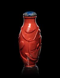 A Chinese Carved Red Coral Snuff Bottle