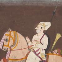 A Painting of R ao Jag Singh of Hatanagar Mounted on a Tan Stallion , Marwar, Jodhpur, Circa 1840s