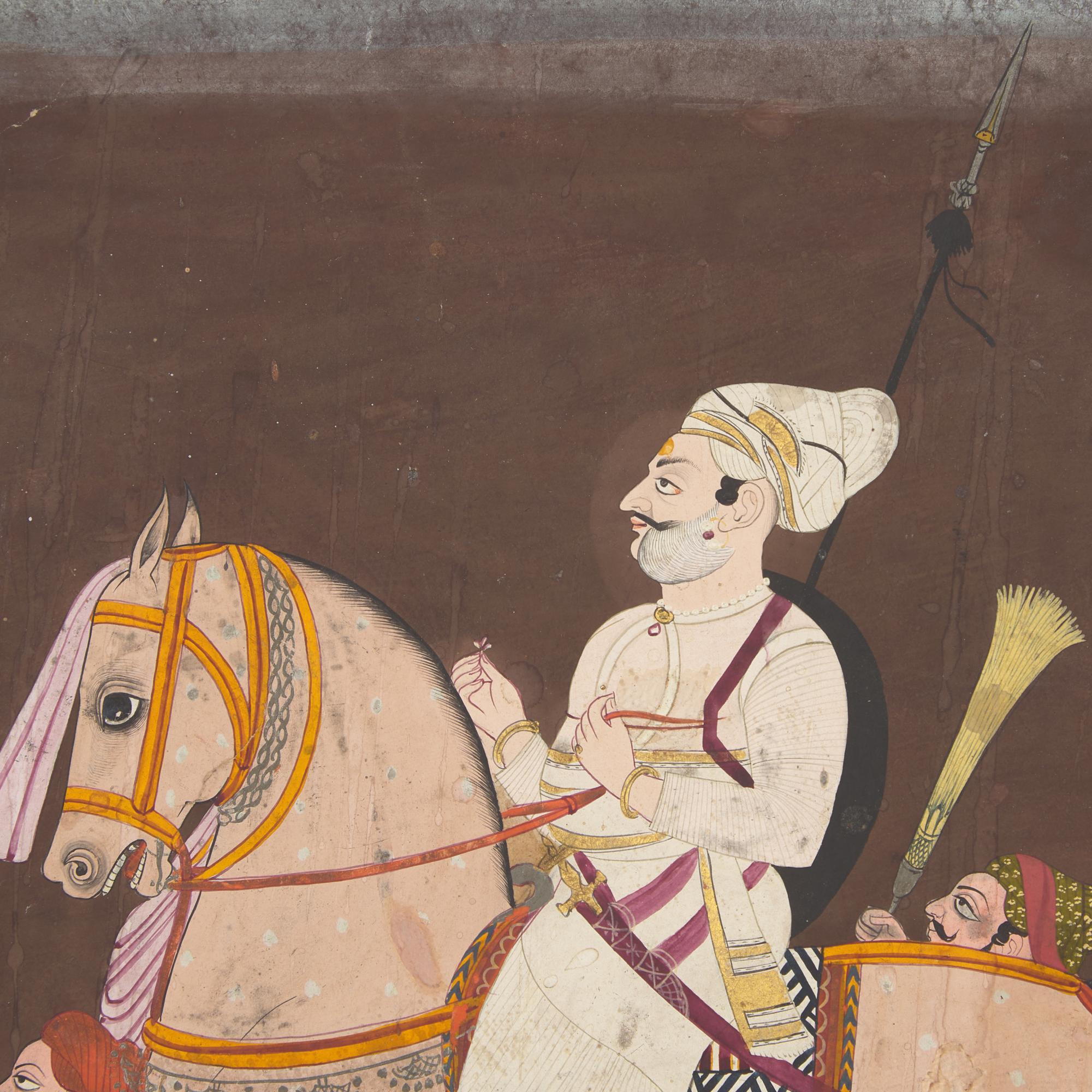 A Painting of R ao Jag Singh of Hatanagar Mounted on a Tan Stallion , Marwar, Jodhpur, Circa 1840s