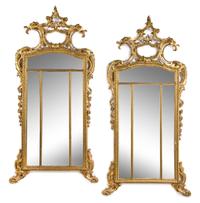 A Pair of Large Regence Style Giltwood Pier Mirrors Height 95 x width 46 1/2 inches. — 19TH CENTURY