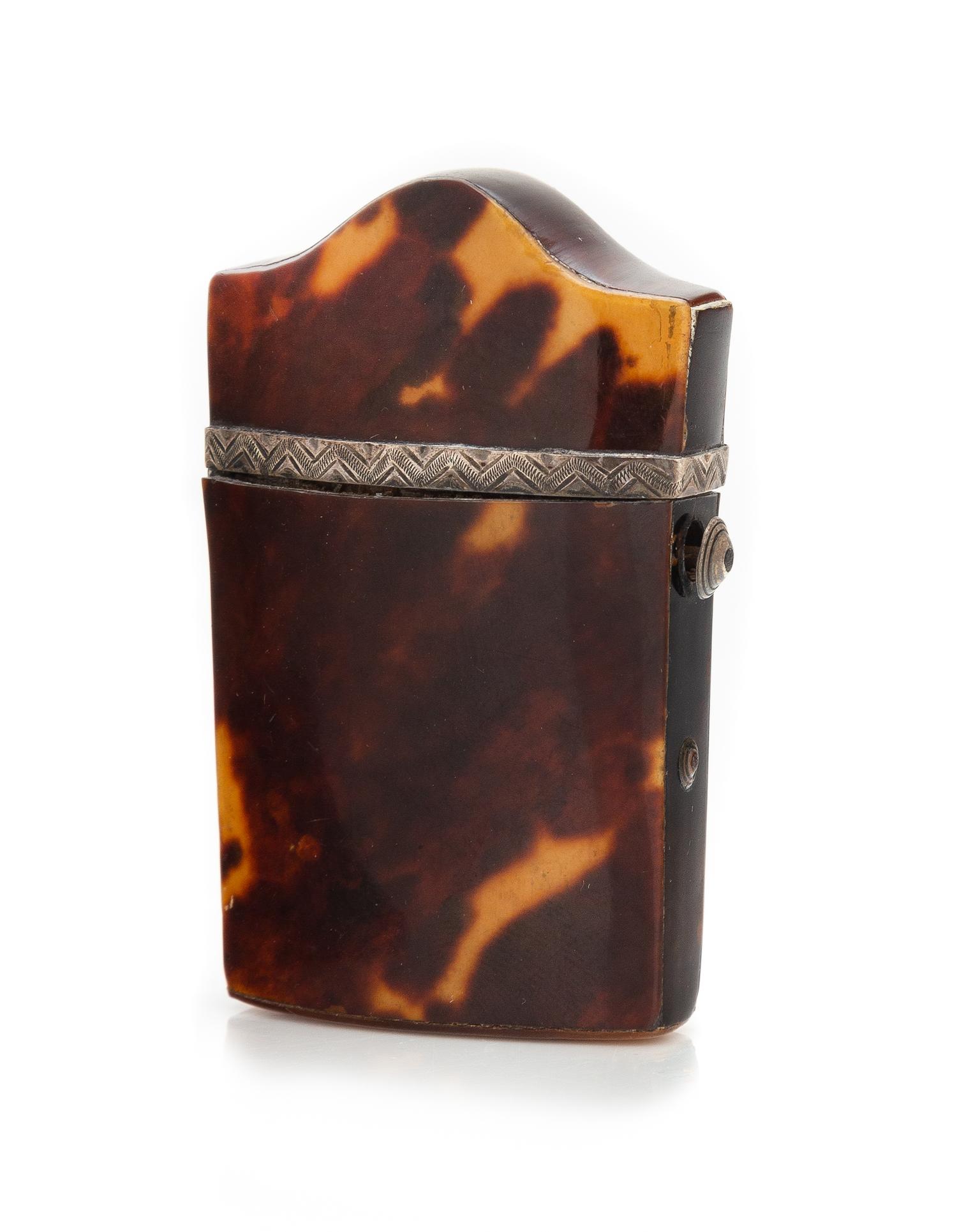 A Victorian Silver Mounted Tortoise Shell Scent Bottle Caddy Height 2 1/2 inches. — 19TH CENTURY