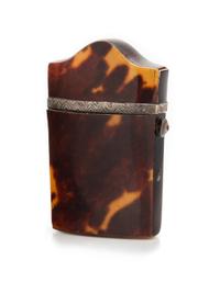 A Victorian Silver Mounted Tortoise Shell Scent Bottle Caddy Height 2 1/2 inches. — 19TH CENTURY