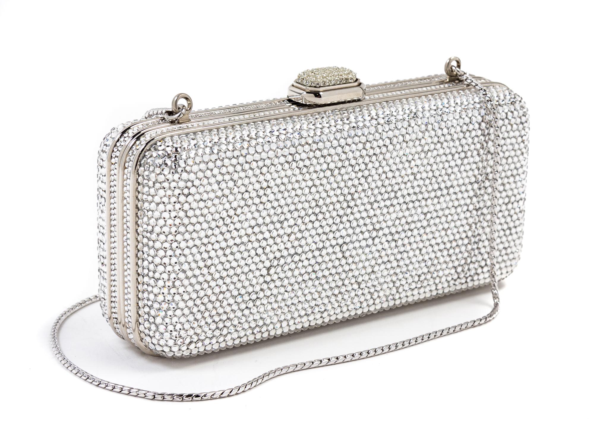 A Judith Leiber Crystal Rectangular Minaudiere, 6" x 2.5" x 1.5".