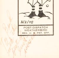 A 1978 Amadeee Wohlschlaeger Original St. Louis Post-Dispatch Weatherbird Cartoon from The Collection of Hall of Fame Oklahoma Football Coach Bud Wilkinson