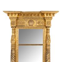 A Federal Shell-Decorated Giltwood and Gesso Pier Glass