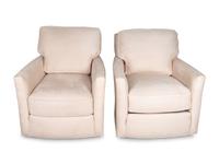 A Set of Four Micro-Suede Upholstered Swivel Club Chairs