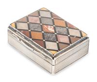 A Victorian Silver and Specimen-Marble Inset Presentation Snuff Box