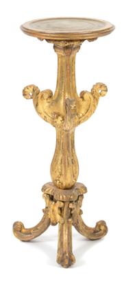 An Italian Rococo Style Carved Giltwood Pedestal Height 30 inches. — 19TH CENTURY