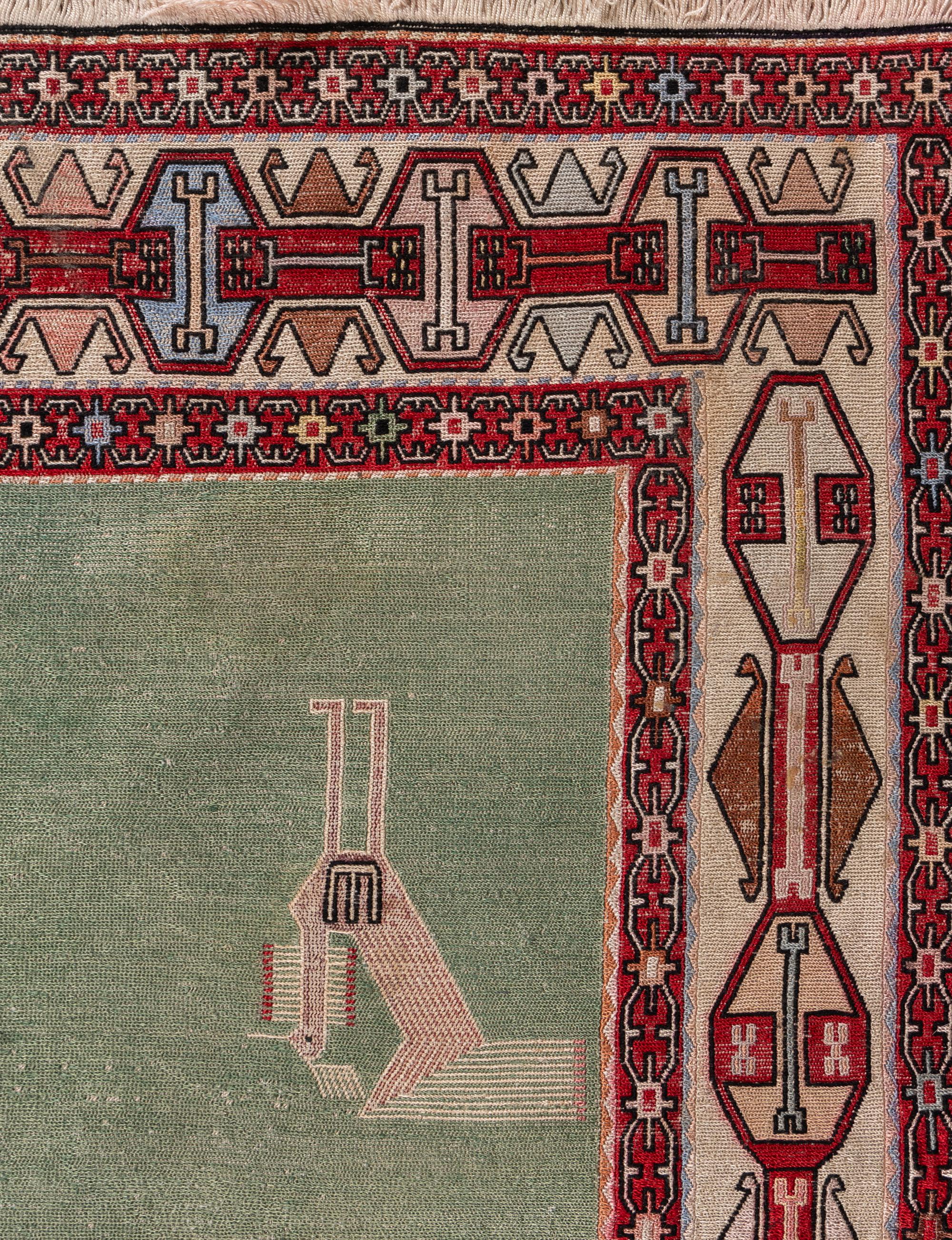 A Soumak Silk and Wool Blend Rug