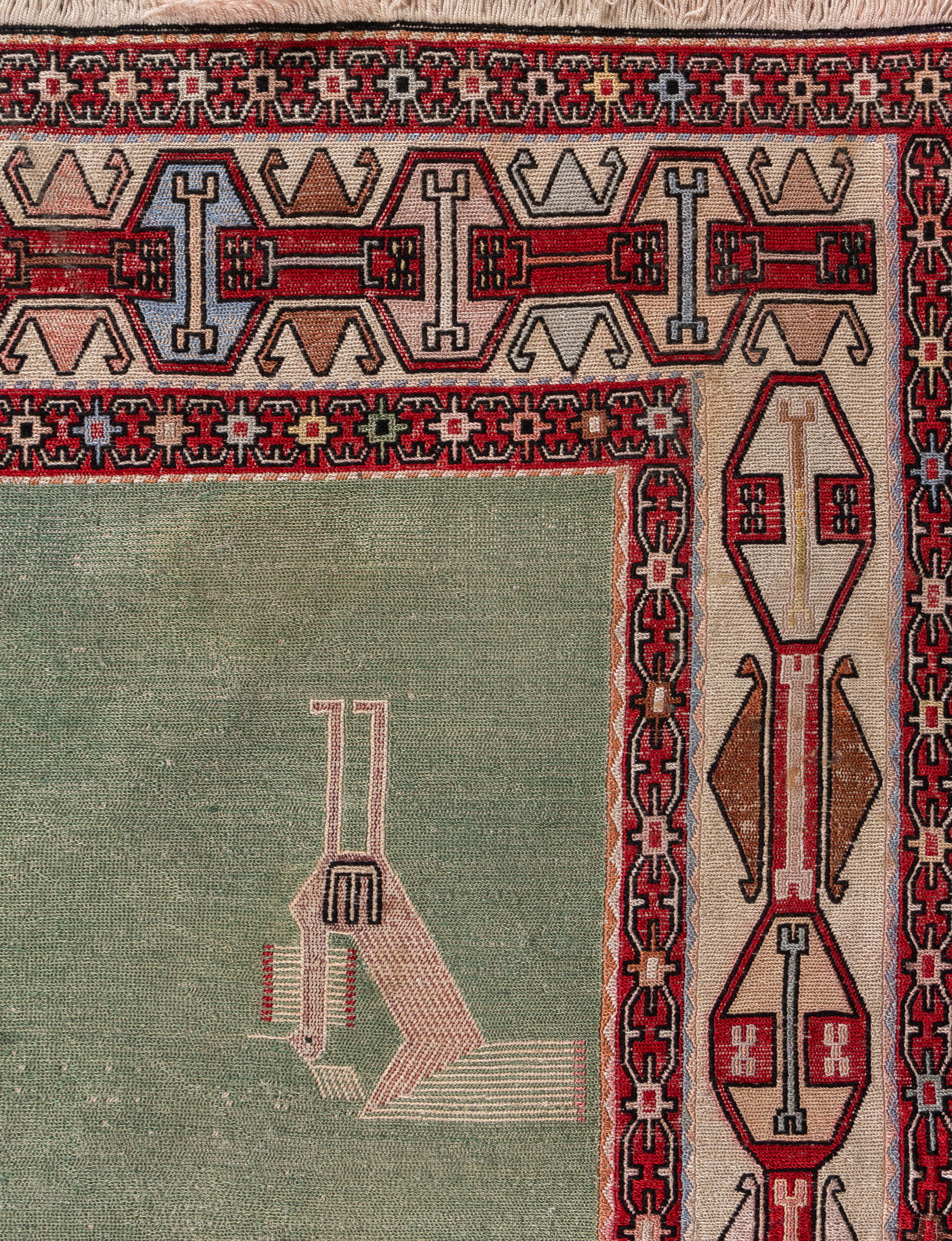 A Soumak Silk and Wool Blend Rug