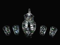An Enameled Glass Drink Service