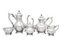 A Japanese Silver Five-Piece Tea and Coffee Service