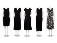 Four Dresses and One Jumpsuit: One Christian Dior, One Gucci, One Attributed to Dior, One Oscar de la Renta, and One Lanvin Jumpsuit
