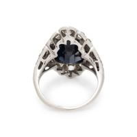 SAPPHIRE, DIAMOND, AND PLATINUM RING