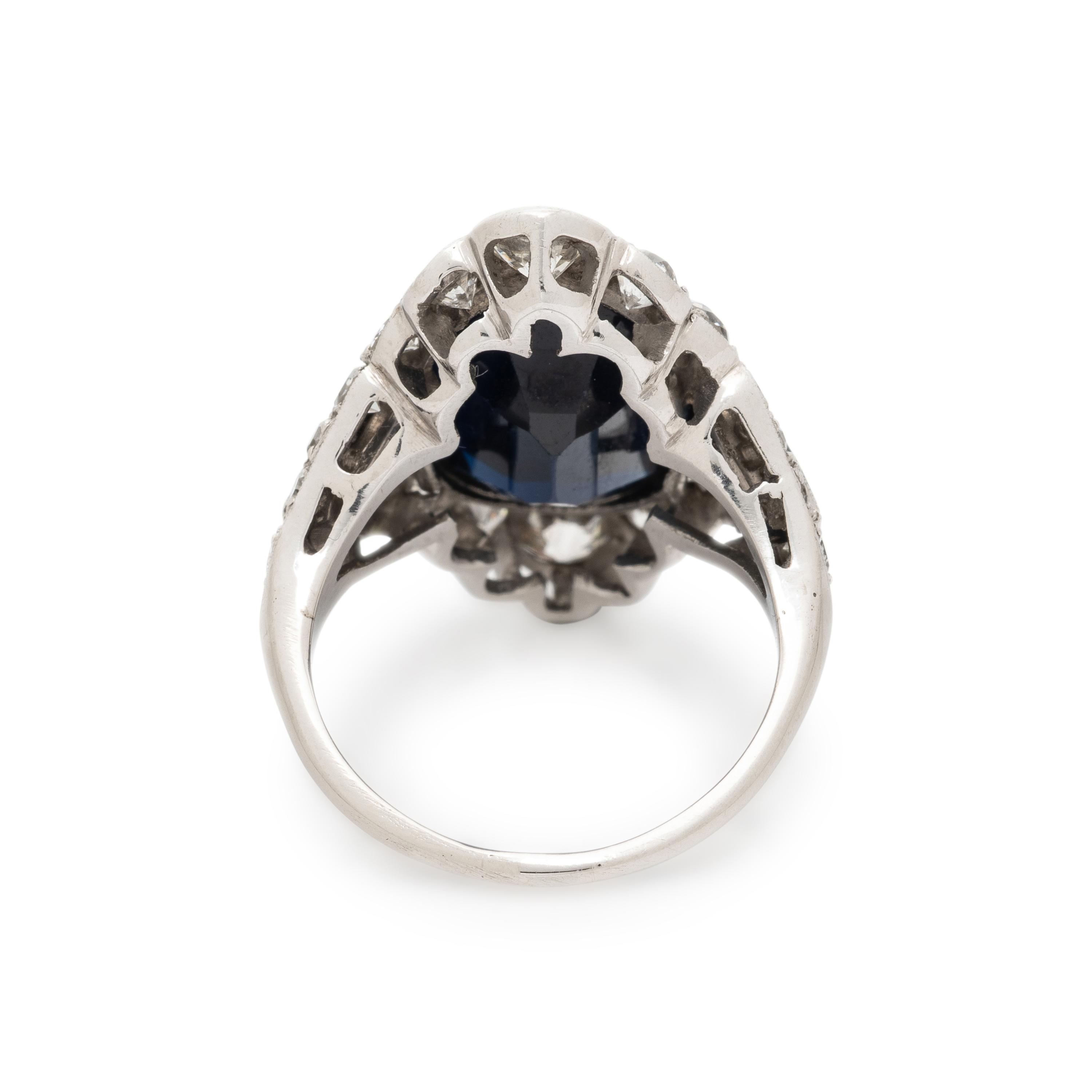 SAPPHIRE, DIAMOND, AND PLATINUM RING
