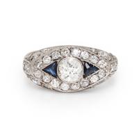 Art Deco, Diamond and Synthetic Sapphire Ring