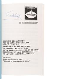 CASTRO, Fidel (1926-2016). Speech Delivered… at the Opening Session of the 68th Conference of the Inter-Parliamentary Union, Havana, September 15, 1981 . [Havana, 1981].