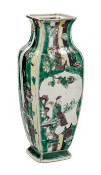 A Chinese Famille Verte Porcelain Vase Height 8 1/2 inches.