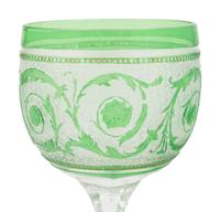 A Pair of Bohemian Glass Decanters with Five Associated Goblets