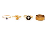 A Collection of Yellow Gold Rings,