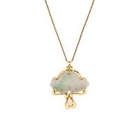 YELLOW GOLD, JADE, AND CORAL NECKLACE