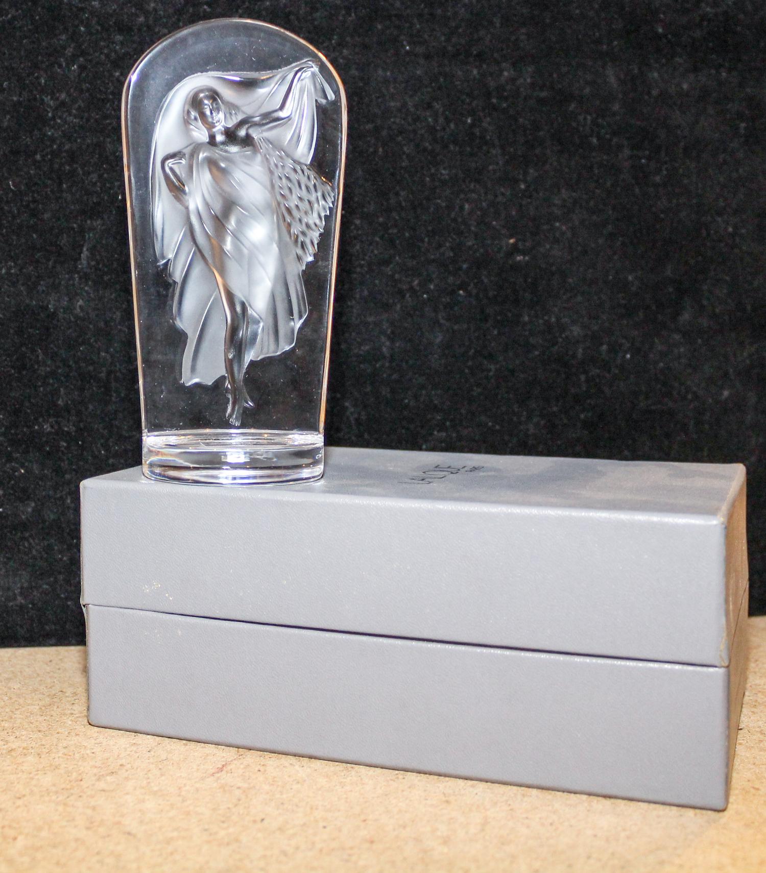 A Lalique Collectors' Society Glass Plaque Height 5 3/8 inches.