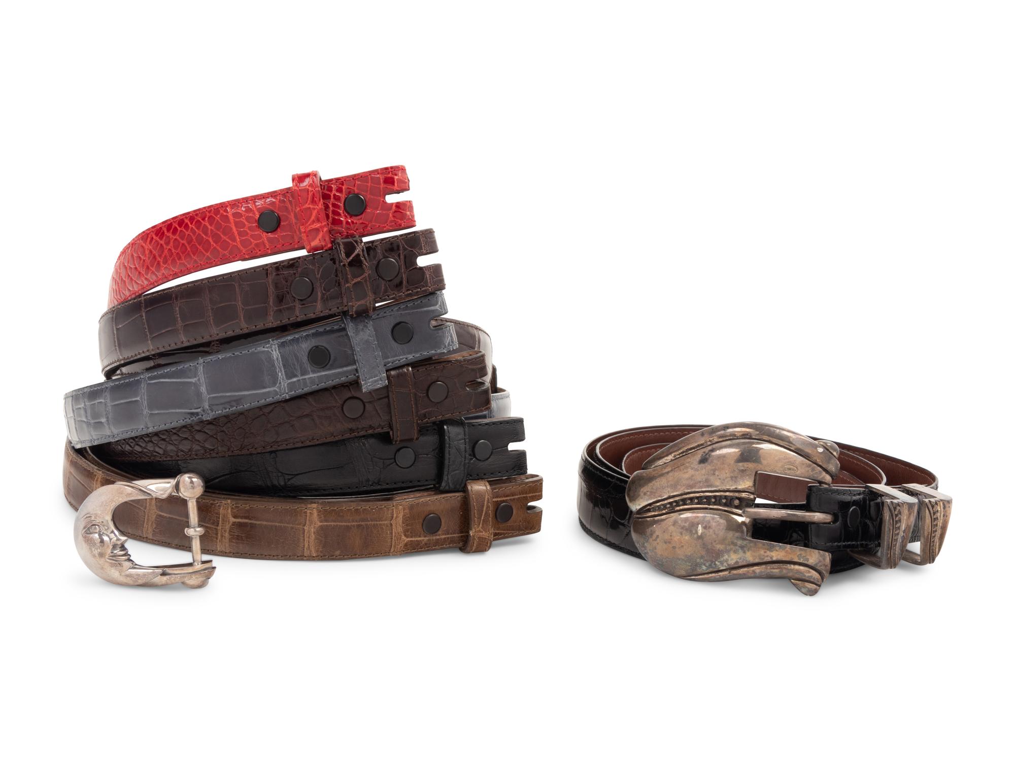 Collection of Seven Kieselstein Cord Belts and One Buckle