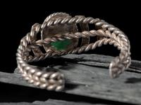 Navajo Silver Twisted Wire Cuff Bracelet, with Blue Gem Turquoise
