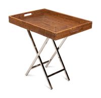 Three Woven Trays on Chrome Stands